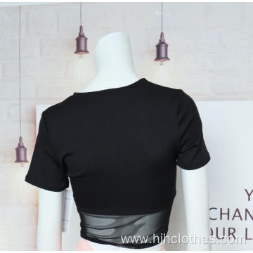 Women's Sexy Black Short-sleeved Top